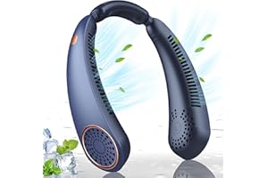 dovecina Tragbarer Halsventilator,Hals-Ventilator Bladeless Stumm,5200 mAh Akku,Nackenventilator, Halsventilatoren USB,3 Geschwindigkeiten,für Outdoor Sport,Zuhause, Büro (Navy blau)