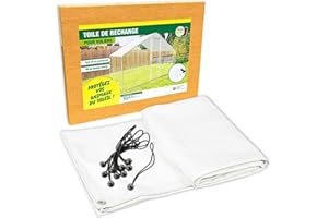 TERRE JARDIN - Toile de Rechange pour Enclos Poulailler, 6 m² - Bache Enclos Poulailler, Polyéthylène 150 g/m², Anti-UV, 14 Œillets Chaque 80 cm - Bâche Volière, avec 14 Sandows Express Inclus