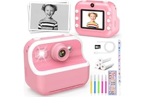 DANCIAL Kinderkamera Sofortdruck, 12MP & 1080P Sofortbildkamera für Kinder mit 32G SD Karte & 3 Druckpapier, Weihnachten Geburtstag Geschenke für Mädchen Junge Alter 3-12