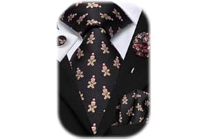 Hi-Tie Christmas Ties for Men Xmas Snowflake Santa Claus Christmas Tie Festival Necktie Pocket Square Set