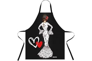 IllustrArte Delantal cocina mujer con diseño flamenco – 100% poliéster lavable – 78x65 cm – hecho en España