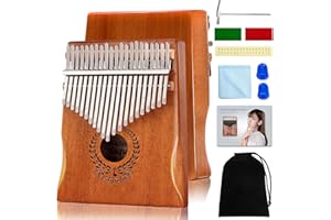 LAQULA Kalimba 21 Teclas Pulgar Piano - Piano de Dedo Mbira Sanza Instrumento Musical Profesional con Instrucción de Estudio Martillo de Afinación Regalo Para Niños Adultos