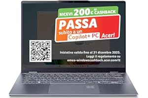 acer Swift 14 AI Laptop | Display 14” WUXGA OLED | Intel Core Ultra 7-258V | 32 GB RAM | 1024 GB SSD | Copilot+ PC | Windows 11 | QWERTY | PC Portatile IA, Intel Core Ultra 7 258V, 14"