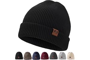 Beanie Mütze Herren Damen - Wintermütze mit Lederpatch Warme Strickmütze - Weiche Dehnbare Unisex - Stylische Urban Streetwear Mütze - Winter Ideales Geschenk​
