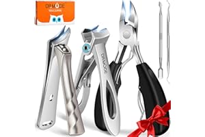 DRMODE Toenail Clippers for Seniors Thick Toenails, Angled Head Toe Nail Clippers for Men Thick Nails with Wide Opening, Heavy Duty Sharp Ingrown Toenail Clippers Nail Cutter Long Handle