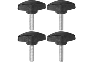 sourcing map 4pcs Tee Wing Knobs Thumb Screws M6 x 25mm Standard Male Thread Plastic T Knobs Handles Hand Clamping Thumbscrew, Black