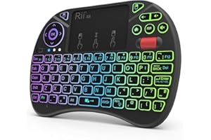 RII Mini Wireless Multi-media Keyboard Touch Pad Mouse Combo With Scroll Button/Handheld Remote/LED Backlit/Rechargeable For PC/Laptop/Smart TV/Raspberry Pi/KODI//Android TV Box/HTPC/Windows