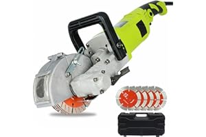 FUTCHOY Electric Wall Chaser with 5pcs 125mm Saw Blades 4000W 7500RPM Wall Groove Cutting Machine Slotter Adjustable Cutting Depth & Width for Granite Marble Concrete Stone