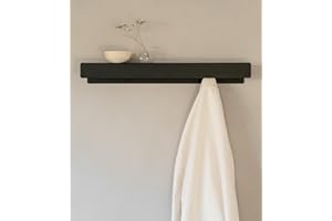 Kazai.® Perchero de Pared 'Kian' | Moderno con Ganchos para Colgar Ocultos y Estante | Colgador de Pared de Diseño en Metal | Percheros para Puerta y Recibidores de Entrada | Negro