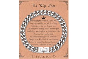 KORAS Dad Son Grandson Gifts, Cuban Chain Bracelet for Grandad Uncle Nephew Brother Soulmate, Stainless Steel Bracelet Gifts for Men, Perfect Fathers Day Birthday Graduation Christmas Presents