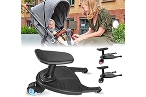 Vihir Mini Buggy Board con asiento Cochecito para el Segundo niño, Pedal Auxiliar Conector extraíble Asiento, Accesorio para niños de 2 a 6 años compatible