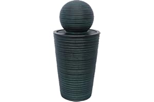 MONSTER SHOP MonsterShop Water Feature Garden Fountain Solar Powered Outdoor Garden Ornament Round Ball Décor Patio Resin Freestanding Cascading 4 Tier Spilling Bowls | Aquatic Cleaner Treatment (Black)