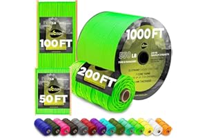 TECEUM Paracord Type III 550 Neon Green – 30 m – 4mm – Tactical Rope MIL-SPEC – Outdoor Para Cord – Camping Hiking Fishing Gear and Equipment – EDC Parachute Cord – Strong Survival Rope (100ft) 462