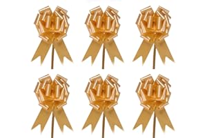 Chexin 30 Stücks Gold Geschenk Schleife mit Geschenkband, Geschenkschleifen, Pull Bögen, Pull Bows, Große Schleifen für Geschenkverpackung Geburtstag Hochzeit Auto Weihnachten Taufe Basteln Party DIY