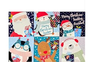 YLAB 30 Mini Christmas Cards for Children – Kids Xmas Card Pack with Envelopes – 8x8cm – Cute Christmas Cards for Teachers, Teaching Assistants & School Classmates – Fun Festive Designs