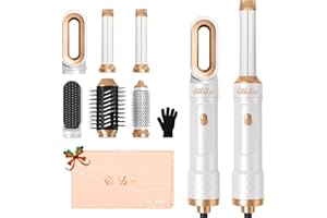 Airstyler 6 en 1 Pro, UKLISS Secador Pelo Set con Hair Dryer, Cepillo Alisador Pelo, Secador Pelo Rizado, Thermal Brush, Cepillo de Aire Caliente, Hairstyler Regalos para Mujeres Styling - Blanc