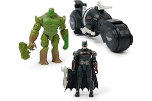 BATMAN - DC COMICS - Figuras de Acción Batman vs Swamp Thing Armory Attack Batcycle - con Armadura y el Mounstro del Pantano con Accesorios - 6064766 - Juguetes Niños 3 Años +