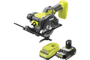 RYOBI Kompakt cirkelsåg 18 V ONE+™ R18CS115-120GP - träkopp, OSB, parkett, bräda, inredning, Ø115 mm, batteri 2AH + laddare