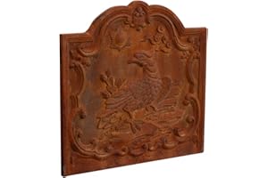 Biscottini Frontón con escudo 48 x 4 x 47 cm | Placa para chimenea funcional y decorativa | Frontón chimenea de hierro fundido