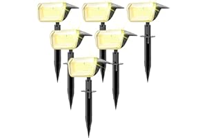 Linkind Solar Pathway Spotlights, SP004 Dusk-to-Dawn 3000K Solar Outdoor Garden Lights with Winter Mode, Warm White IP67 Waterproof Wall Lights for Garden Yard Driveway Porch Walkway, 6-Pack
