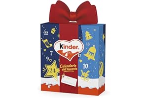 Kinder Giftbox - Calendario Avvento 2025, 24 Cioccolatini e Snack Assortiti Kinder, Idea Regalo, Confezione da 214 gr