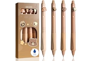 KCatsy Radierbares Kugelschreiber-Set mit 4 Tierstiften, Kugel zur Tintenvorrichtung, 0,5 mm Mine, A-Bär-Tintenfarbe: blau