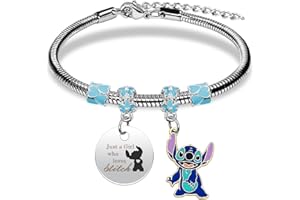 BJPERFMS Bracciale Stitch, Lilo Stitch Braccialetto, Stitch Bracciale on Ciondoli, Braccialetti Amicizia, Bracciale Bambina, Stitch Bracciale Ragazza, Regali di ispirazione per Ragazze Migliore Amica (Blu-B)