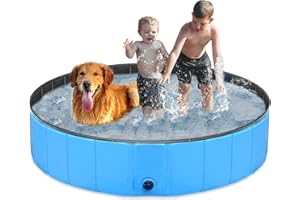 Taeku Piscine pour Chien, Pliable Baignoire Portable Douche Bassin Baignade Pataugeoire pour Grand et Petite Animal (Bleu 120 * 30)