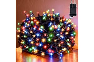 Hopelit Ljusslinga Utomhus 30m 300 LED Färgglad, 8 Lägen med Sladd 31V-6W, Minne och Timer, IP44 Vattentät, Mörkgrön Kabel, P