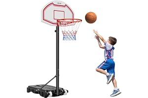 VEVOR Basketkorg med stativ, justerbar höjd från 1,6 till 2,1 m, mobilt basketsyfte med hjul, nylonpanel och nät, för utomhusterrass inomhus