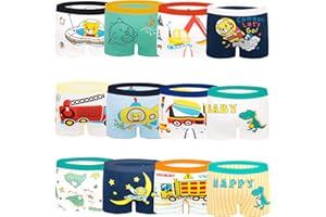 Cogindss Xmrlvn Boys Underwear Boxer Shorts Cotton Dinosaur Pattern Boxer Brief Underwear 12 Pack, 3-13 Years