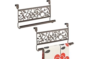 mDesign Porta Asciugamani Cucina – Porta Strofinacci da Appendere alle Ante dei mobili – Appendi Strofinacci in Metallo Senza forare Il Muro per Bagno o Cucina – Set da 2 – Bronzo