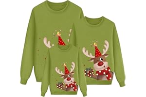 DWEVKEFUL Pull Noel Famille Sweat Femme Homme Enfants Famille Longue Manches Tops Christmas Sweater Pulls De Noël Familles Col Rond Christmas Sweat-Shirt Manche Longue Hiver Chaud