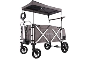 ‎FUXTEC Fuxtec Bollerwagen faltbar FX-CTL900 Premium Grau mit Dach - Transportwagen klappbar |inkl. Hecktasche mit Schuhfach & Komfort-Schiebegriff | 5-Punkt-Gurt | Handwagen/Leiterwagen – Das Original