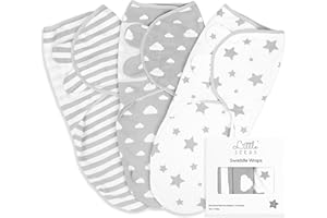 Little Seeds Swaddle Blanket 0-3 Months, 3-Pack Organic Cotton Baby Swaddles - Swaddles for Newborns Infant Boys & Girls, Soft & Snug Hip-Healthy Swaddling Blankets