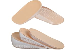Olukssck 1 par Plantillas de Gel para Aumento Altura, Plantillas para Crecer Invisibles para Mujeres y Hombres, Absorción de Impactos, Altura 1cm, 2cm, 3cm(S para mujeres, altura:2 cm, caqui)