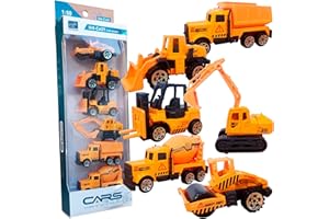 RECIÉNACIDOS - Conjunto de 6 Coches de Construcción Metálicos para Niños (3-6 años) - Juguete Educativo y Duradero para Aprender y Jugar con Camiones y Maquinaria