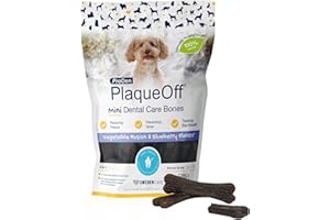 ProDen PlaqueOff 20 Mini Ossi Dentali al Gusto di Verdure e Mirtilli per Cani di Piccola Taglia - Rimuove Tartaro, Placca e Alito Cattivo, Migliora la Salute Orale