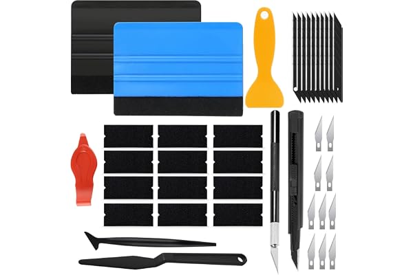 SneiDr 40pcs Kit Covering Outils de Film de Fenêtre de Voiture Raclette en Feutre pour Vinyle avec Mini-Raclettes et Raclettes D'angle Kit D'outils pour Vitres Teintées pour Pose Film Protection Auto