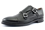 Giorgio Rea Scarpe Uomo Nere con Fibbia Eleganti Francesine Fatte A Mano Vera Pelle Taglia EU 40 41 42 43 44 45 Doppia...