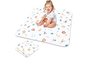 Totsy Baby Tapis d'eveil Chambre Bebe - Matelas de Sol Enfant pour eveil Jeux au de Parc Tapis en Coton et Epais pour bébé et Enfants 100 cm Certificat Oeko-Tex Safari