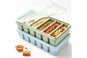 Silikonfrysformsset med lock BPA-fritt, 12 x 100 ml portioner | Frys behållare formar för buljong, soppa, såser, pesto, babyg