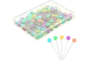TEAAHA 200 pièces d'épingles à coudre avec tête de fleur, épingles à tête longue, épingles multicolores avec tête pour couture DIY, loisirs créatifs, bricolage