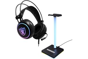 SOAR NFL LED Gaming Headset and Stand, Las Vegas Raiders