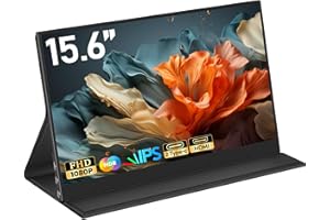 HONGO Monitor Portatil Pantalla Portatil IPS FHD 15,6" 1920x1080P, Pantalla Ordenador Móvil Externa HDR con HD/USB C Puerto, Portable Monitor para Laptop PC Mac PS4/5, con Smart Funda