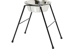 Classic Pet Products Single Feeder High Stand with 2500 ml Stainless Steel Dish, 370 mm Tall | Raised Dog Bowl for Large Breeds | Heavy-Duty Metal Frame | Easy Clean Removable Bowl