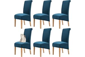 Pesonlook 6 Pack Velvet Dining Chair Covers,Spandex High Back Chairs Cover,Stretch Large Dining Chair Slipcovers,Removable Washable XL Slipcovers ​for Restaurant,Wedding,Dining Room(Turquoise Blue)