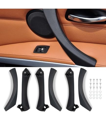 Jeu 6 Poignées Porte Intérieure BMW Série 3 E90/E91/E92/E93 - Noir - ABS+PC - Anti-Dégommage