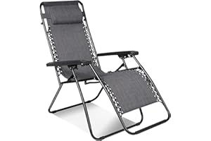 azorex Silla Gravedad Cero Plegable Tumbona Reclinable Terminado Banquetas para Salón Jardín Balcón (Gris Oscuro)
