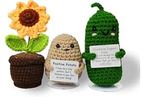 SZMDLX Pommes 3Pcs Positive Kartoffel, Handgefertigte Häkelarbeit Emotional Support Happy Potato Sammlung Puppen Positive Sunflower Neuer Job Geschenke Für Geburtstage, Home Office